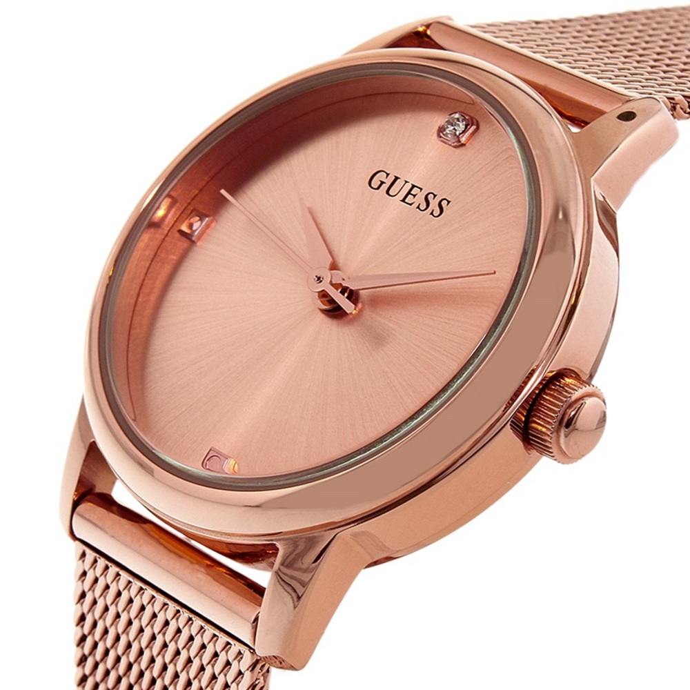 GUESS Women's Stainless Steel Diamond Dial Mesh Bracelet Watch